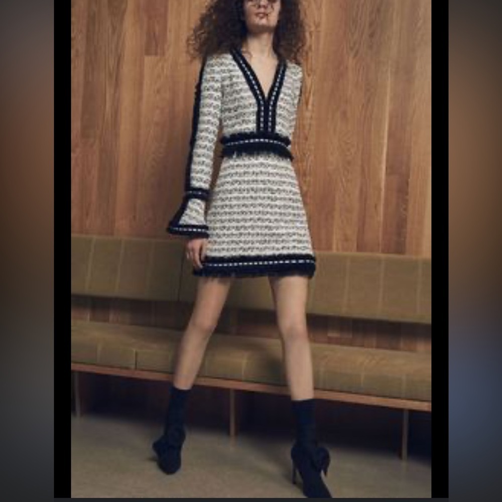 Alexis black white tweed skirt revolve classic winter boho designer casual $300 - Picture 2 of 9